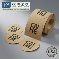Etiquetas Adhesivas Redondas de Papel Kraft Duradero Personalizadas - Ecológicas para Uso en Bebidas, Directo de Fábrica