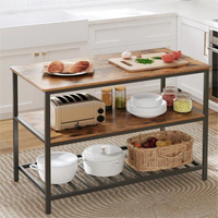 Industrielles Design Kücheninsel Tisch Metall Holz Mikrowellenherd Regal Stehküchen-Aufbewahrungsregal Halterungen