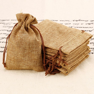 Bolsas <span class=keywords><strong>de</strong></span> Yute Naturales Personalizables con Cordón, Reciclables, Estampadas en Caliente, Impresas con Serigrafía, para Uso Doméstico, Reutilizables, Pequeñas, para Compras - Product Image 1