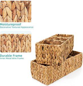 Cestino della scatola di immagazzinaggio tessuto giacinto d'acqua fatto a mano del Seagrass con il supporto di asciugamano cosmetico del bagno vario - Product Image 3