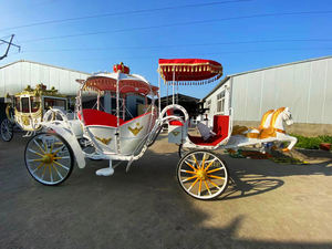 Chariot de tourisme de type chariot de cheval blanc avec lampes en forme de cheval au galop, chariot de cheval rouge haut de gamme - Product Image 1