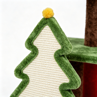 Arbre à chat de Noël moderne et luxueux, tour d'activités pour chat d'intérieur, griffoir en peluche, maisonnette pour chat, jouet en sisal, 3 niveaux, lit champignon en peluche