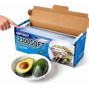 Plastic Food Wrap 12inX2300ft Dispenser With Handle Kitchen Use - Product Image 1