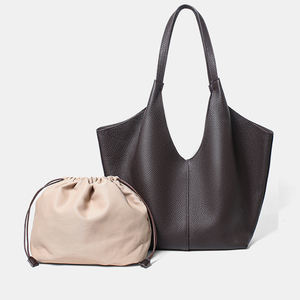 Sac fourre-tout minimaliste <span class=keywords><strong>en</strong></span> cuir véritable pour femme, grande capacité, sac à bandoulière avec pochette intérieure, sac hobo <span class=keywords><strong>en</strong></span> cuir de vachette pleine fleur - Product Image 2