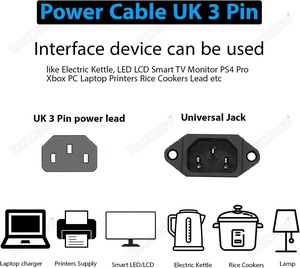 Chất lượng cao 3 pin UK AC dây nguồn cho Ấm đun nước cổng máy tính xách tay & PC nguồn kết nối với BS nam IEC nữ End 13A Đánh giá hiện tại - Product Image 3