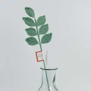 Mother's Day Gift Indoor Desktop Decorations Mini Crochet Plants Green Leaves Bouquet Diy Kids Cute Decoration