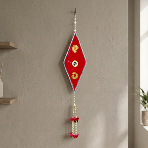 Artificial Traditional Red Diamond Leaf Hanging - Product Image 2
