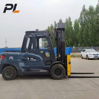 Chariot élévateur électrique robuste de 7 à 8 tonnes à quatre roues, alimenté par batterie au plomb, pour charges lourdes sur les chantiers de terminaux