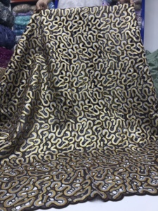 Tissu Organza Traditionnel Africain en Gros, Tissu ASO EBI pour Mariage et Fête, Tissu à Paillettes Coupées à la Main - Product Image 3