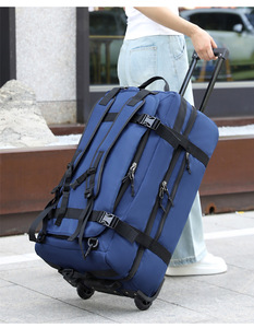 Unisex New Multifunctional 2-<b>Wheel</b> Durable Travel Trolley Luggage Bag <b>Backpack</b> Rucksack Compressible Shoulder Straps - Product Image 5