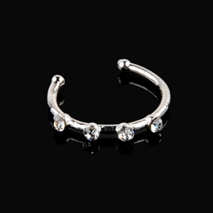 Mạ Vàng <span class=keywords><strong>Tiny</strong></span> CZ kim cương mũi vòng bốn-hoop mũi piercing đồ trang sức cho phụ nữ chủ yếu là đồng với Zircon Stones - Product Image 6