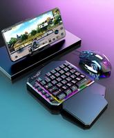 Set de Teclado para Juegos, Teclado de Una Mano, Convertidor de Ratón, Convertidor para Juegos Móviles, Controlador Móvil con Retroiluminación, Accesorios para Gamers TF900