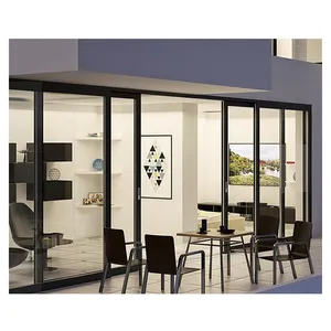 Porta Slider esterno anteriore commerciale porte principali vetro moderno casa Design grafico in acciaio inox lega di alluminio