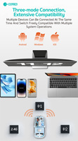 Souris sans fil COTECI transparente, fine, tri-mode, lumière RVB orange, compacte, rechargeable, ergonomique, silencieuse, souris USB
