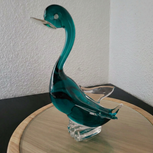 Figurine de canard en verre soufflé orange, thème animal, artisanat décoratif, pièce d'art faite à la main en verre soufflé - Product Image 4