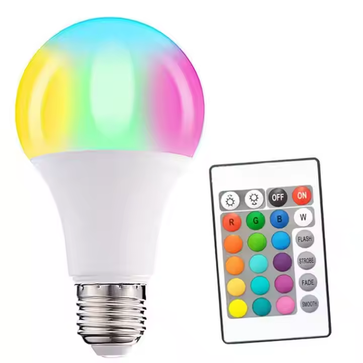 Смарт-пульт дистанционного управления RGB LED A60/A65/A70/A80/E27/B22 лампы Пластиковые 5 Вт/7 Вт/9 Вт/12 Вт светодиодные лампы питания переменного тока