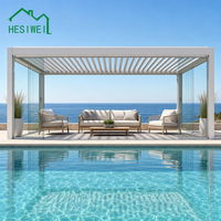 Fabricant de pergolas en aluminium sur mesure HESIWEI, pergola bioclimatique à toit à lamelles, usine chinoise OEM, extérieur