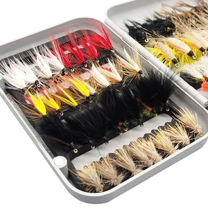 Set di Mosche Artificiali per la Pesca a Mosca, Legate a Mano, Miste (Dry e Wet), per Acque Dolci, con Custodia Portatile - Ideale per Principianti - Product Image 1