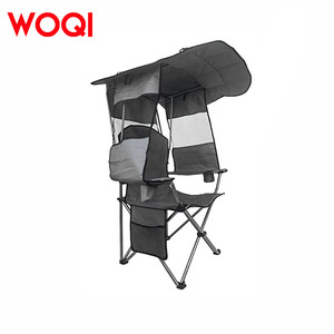 Silla de Playa Plegable Portátil Woqi con Toldo, Silla Reclinable para Acampar y Pescar al Aire Libre, Patas Cónicas, Material de Poliéster - Product Image 1