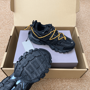 Men's Black Chunky Sneakers with Yellow Laces Casual Outdoor Hiking Inspired Platform Shoes - Product Image 6