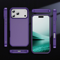 Étui de téléphone portable hybride TPU+PC de type peau, fin, antichoc, protection contre les chutes, protection d'écran et d'objectif pour iPhone 17 Pro Max