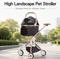 Poussette pliable portable pour animaux de compagnie avec fenêtre avant réglable et roues pivotantes à 360 degrés pour chiens et chats