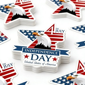 สติกเกอร์ธงชาติอเมริกันรูปนกอินทรีแบบกำหนดเองสำหรับฉลองวันประกาศอิสรภาพ สติกเกอร์กันน้ำแบบไดคัทสำหรับตกแต่งโทรศัพท์และกระเป๋าเดินทาง - Product Image 5