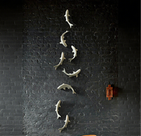 Sculpture murale en céramique 3D faite à la main en forme de poisson avec motif nature morte, décoration murale écologique pour la maison