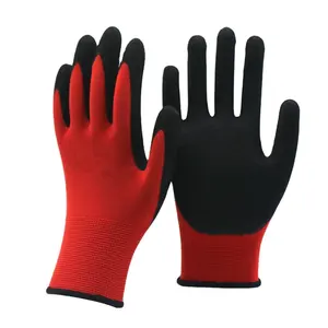 Оптовая продажа полиэфирные трикотажные нейлоновые резиновые рабочие перчатки с латексным покрытием рабочие защитные перчатки для строительства