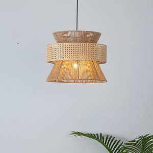 Zen Style Bamboo Pendant <b>Light</b> Round E27 Led Bedroom <b>Dining</b> Room Chandelier - Product Image 4