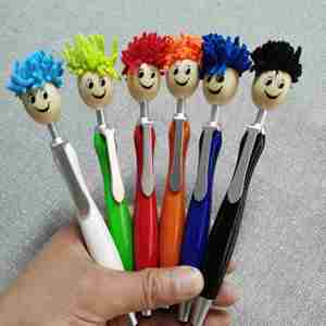 Creative Cartoon Doll <b>Mop</b> <b>Head</b> Metal Ballpoint Pen with logo Gift Pen Rollerball Pen Customizable for Children and Schools - Product Image 6