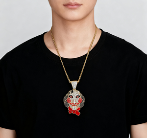 Collar con Colgante de Latón Chapado en Oro Único de BES, Estilo Hip Hop, Cabeza de Muñeca con Sierra, Máscara con Circonitas, Joyería Moderna para Aniversario - Product Image 6