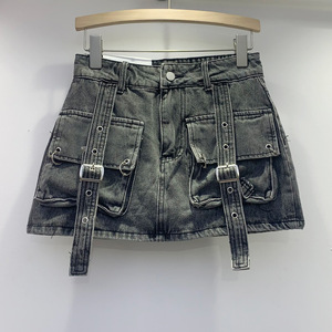 Primavera 2024 Ropa de mujer Cargo Denim Pretty Short Jeans <span class=keywords><strong>Mini</strong></span> <span class=keywords><strong>falda</strong></span> para damas Jeans Cargo Femme Faldas - Product Image 3