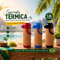 Verseuse isotherme 1L en acier inoxydable avec pompe à air pour café et thé, fournie par l'usine du Brésil
