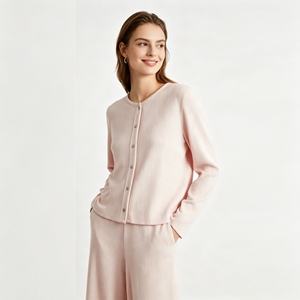 Customized Modal Bamboo Fiber Cotton Women's Pajamas Breathable Soft Solid Color Collar Elastic Pajama Set - Product Image 2