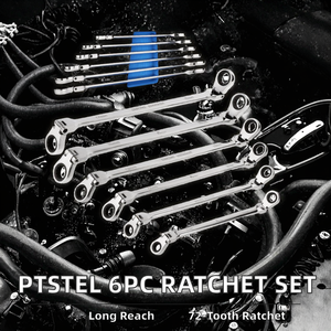 Juego de 6 llaves de trinquete de boca fija OEM DIY, extra largas, con cabezal flexible, métricas de 8 mm, 2000 lb-ft, 72 dientes, garantía de 3 años, material CR-V - Product Image 2