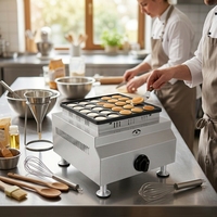 Machine à gaufres miniatures en fonte pour restaurant, 25 pièces, à gaz, pour la préparation de poffertjes