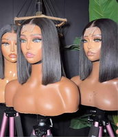 Perruque Bob Naturelle 100% Cheveux Humains, Coupe Droite, avec Fermeture Kim 2*6 et Frontale en Dentelle 13X4, Cheveux Vietnamiens Bruts, pour Femme