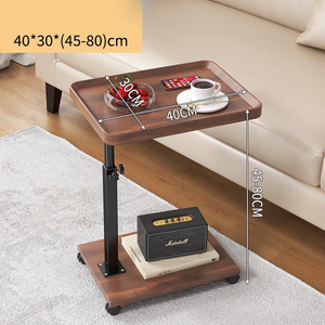 Table basse en bois portable et mobile de petite taille pour salon, appartement, table de chevet avec étagère de <span class=keywords><strong>rangement</strong></span> et roulettes - Product Image 4