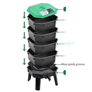 Boîte de culture moderne en plastique pour vers de terre, pour le compostage des déchets de cuisine et l'utilisation en jardin, avec plateau carré - Product Image 4
