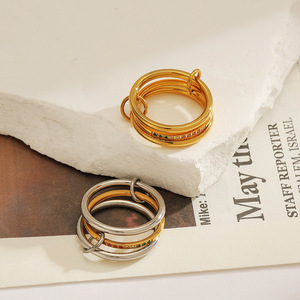 Stainless Steel <b>Ring</b> Geometric Shape Vacuum Plated 18k Gold Women's Fashion Jewelry Gift YR46 - Product Image 3