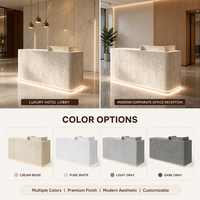 Bureau d'accueil de luxe en pierre naturelle courbé en forme de I avec éclairage LED pour spa