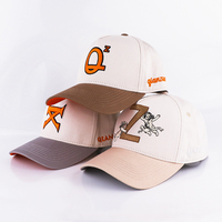 Nueva gorra de béisbol de ala curva OEM de 2 tonos Alibaba, sombreros de gamuza personalizables de dos tonos, gorra de béisbol personalizada de 5 paneles