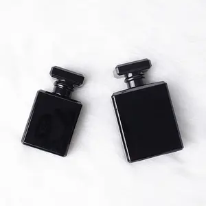 Fabrik großhandel punkt flach quadratisch schwarz glas parfümflasche fein sprühen leere glasflasche mit deckel durchsichtig