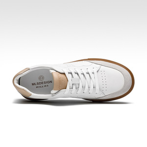 Baskets basses blanches pour hommes, chaussures décontractées à talon moyen, couleur unie, légères, résistantes à l'usure, antidérapantes, en toile, tendance - Product Image 3