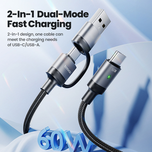 Toocki 2 in <span class=keywords><strong>1</strong></span> <span class=keywords><strong>c</strong></span> tipo cavo di ricarica rapida 3A Usb-<span class=keywords><strong>c</strong></span> e Usb a Usb <span class=keywords><strong>c</strong></span> intrecciato cavo di ricarica Pd 60w cavo dati per Laptop - Product Image 3