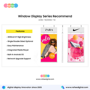 Optical Double Sided Shop Window Facing 55'' 4K LCD Digital Signage Android OS High Brightness Advertising Display Metal - Product Image 2