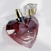 Flacon de parfum personnalisé de 80 ml en forme de cœur, flacon de parfum vide en verre transparent avec boîte d'emballage