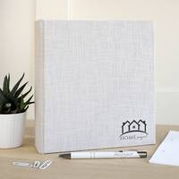 Porte-documents en cuir et lin avec logo personnalisé, format A4, A5, A6, organiseur de documents, classeur à anneaux en D 2, 3, 4 pour femmes