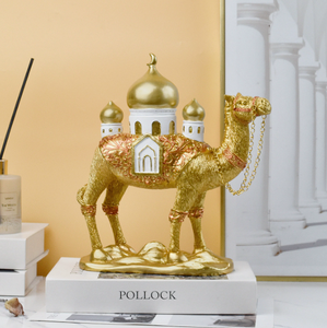 DAMAI Camel Statue Golden Camel Sculpture Animal Statues Wealth Collectible Figurine Ornament for Home Office <b>Table</b> Decoration - Product Image 2